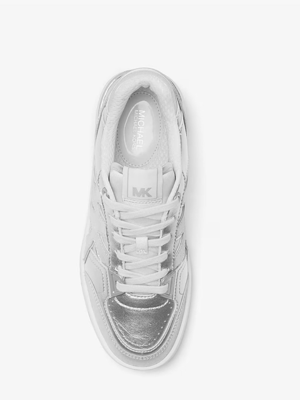Michael Kors Rebel Metallic Silver Leather Sneakers Women's 10M NIB - Picture 6 of 14